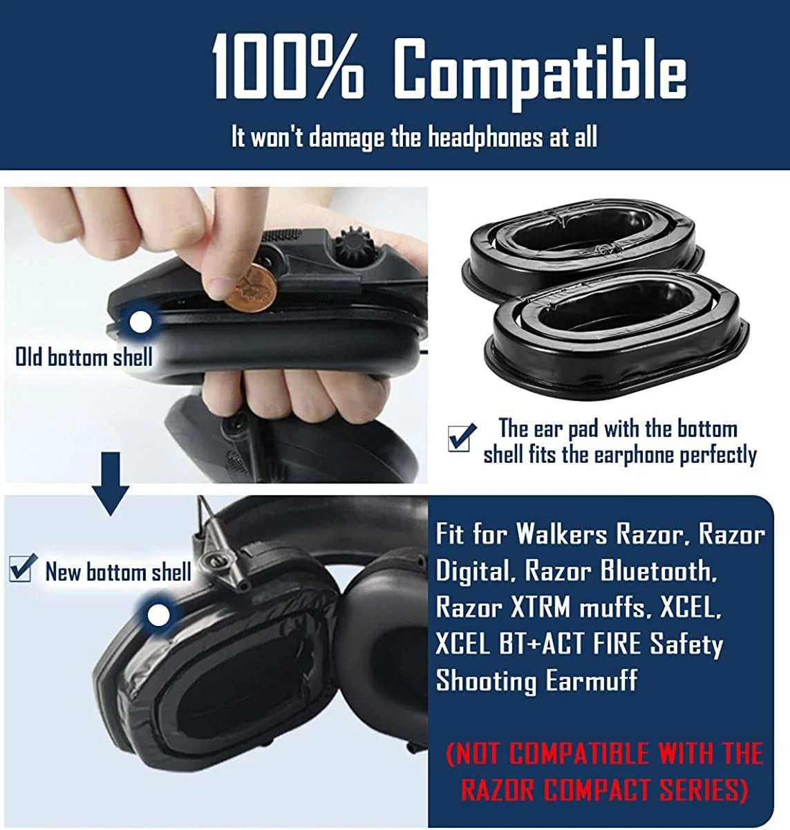 Silicone Gel Earmuff insert for Walkers Razor