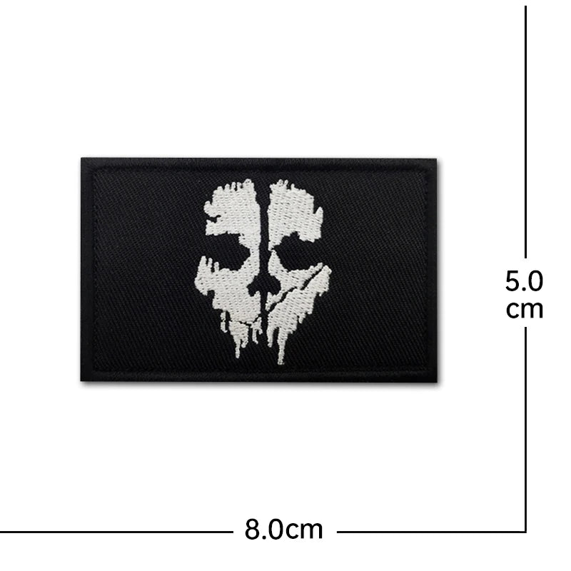 Ghost Embroidery Noctilucent PVC Tactical Morale Patch, WARRIORS