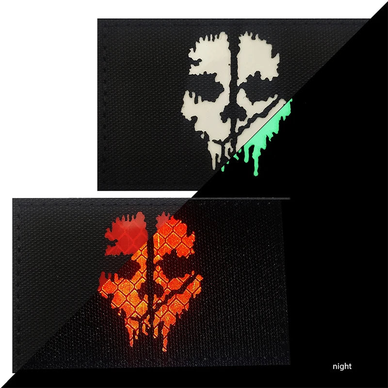 Ghost Embroidery Noctilucent PVC Tactical Morale Patch, WARRIORS