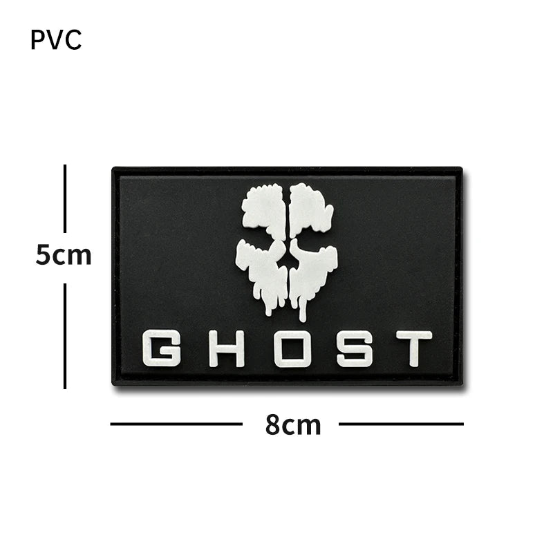 Ghost Embroidery Noctilucent PVC Tactical Morale Patch, WARRIORS